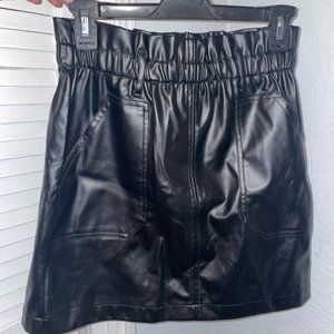black leather mini skirt